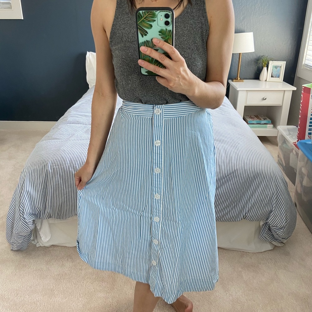 A New Day Button Front Midi Skirt
